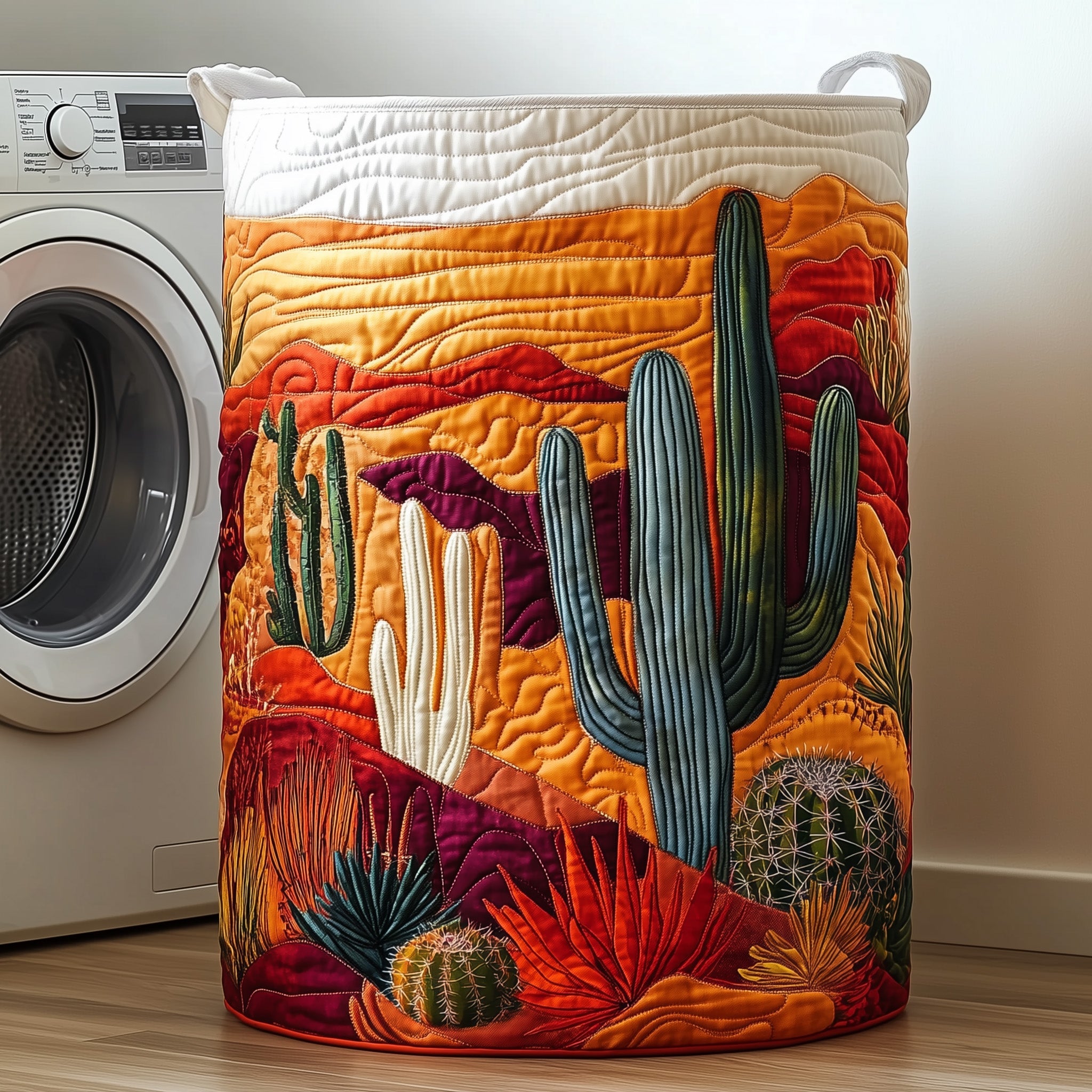 Sunset Cactus Quilted Laundry Basket Best Gifts For Flower Lovers