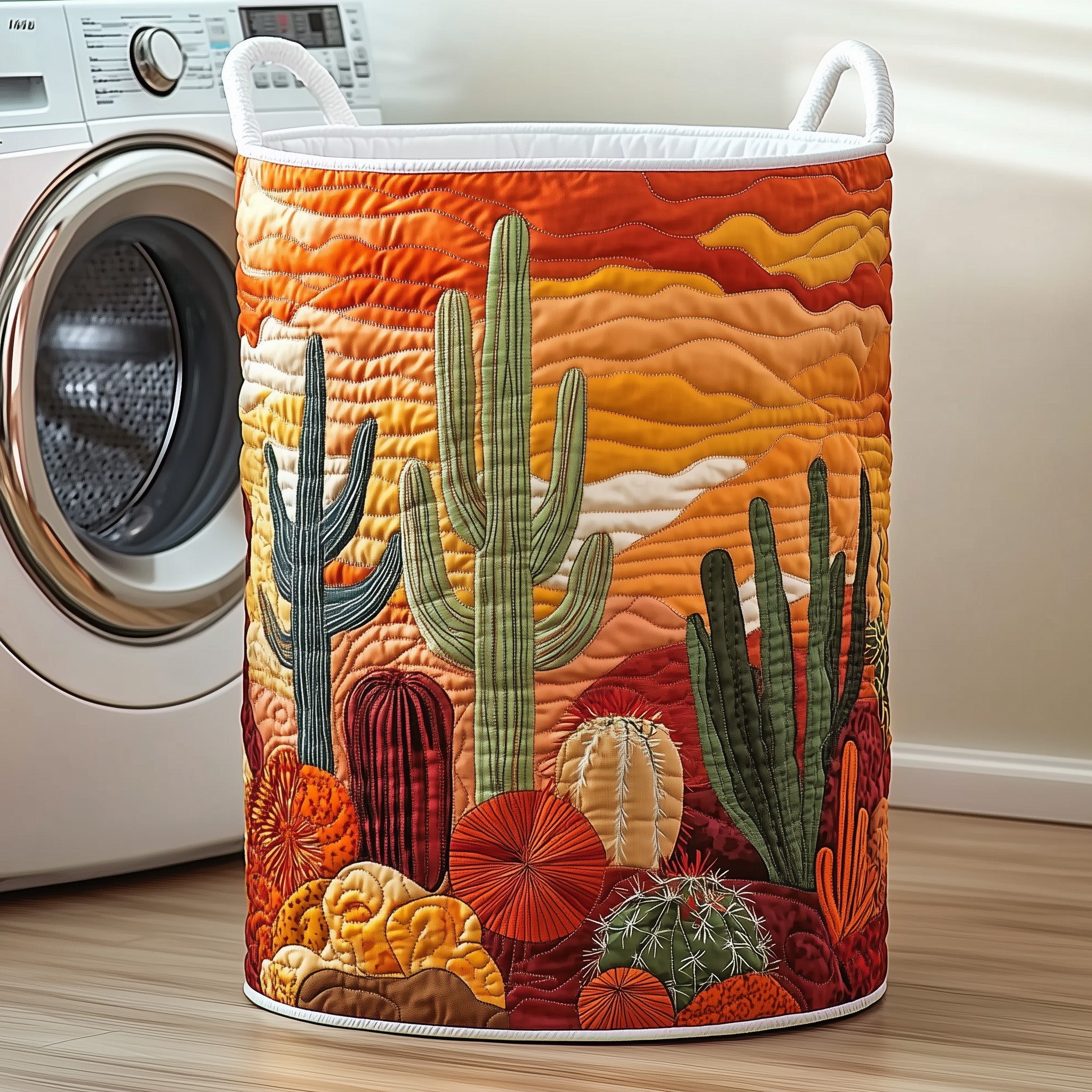 Sunset Cactus Quilted Laundry Basket Presents For Flower Lovers