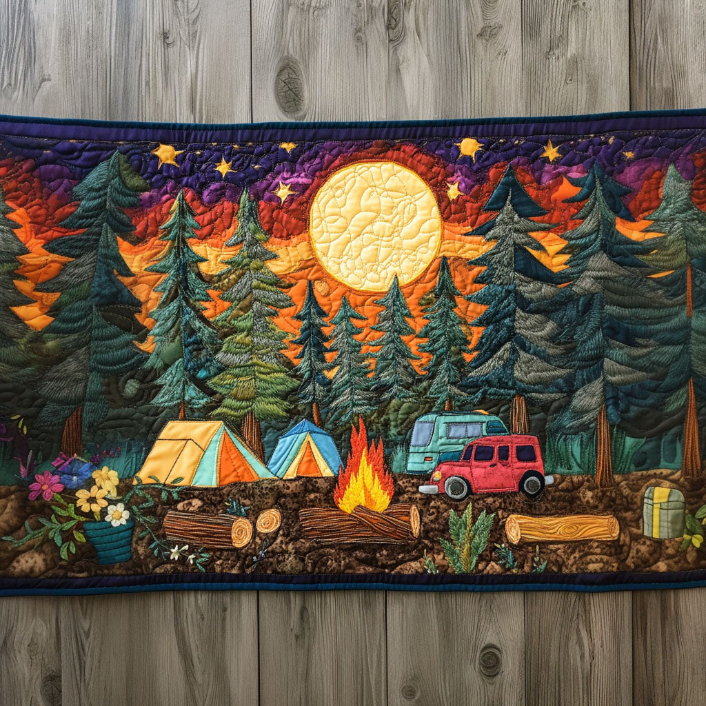 Sunset Camp Glow Quilted Table Runner Kitchen Table Decor Ideas Camping Themed Gifts