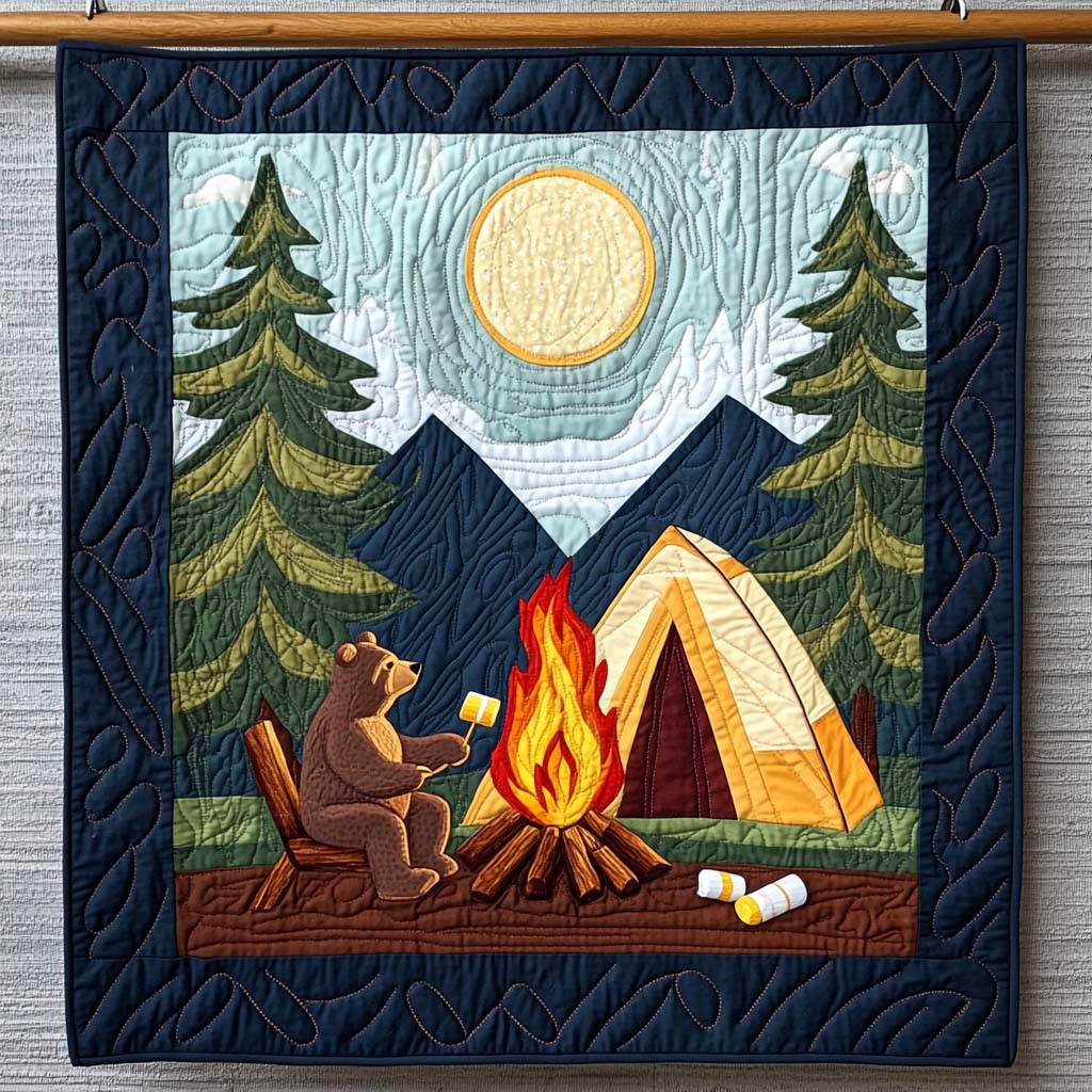 Sunset Camp Quilted Blanket Gift For Camper