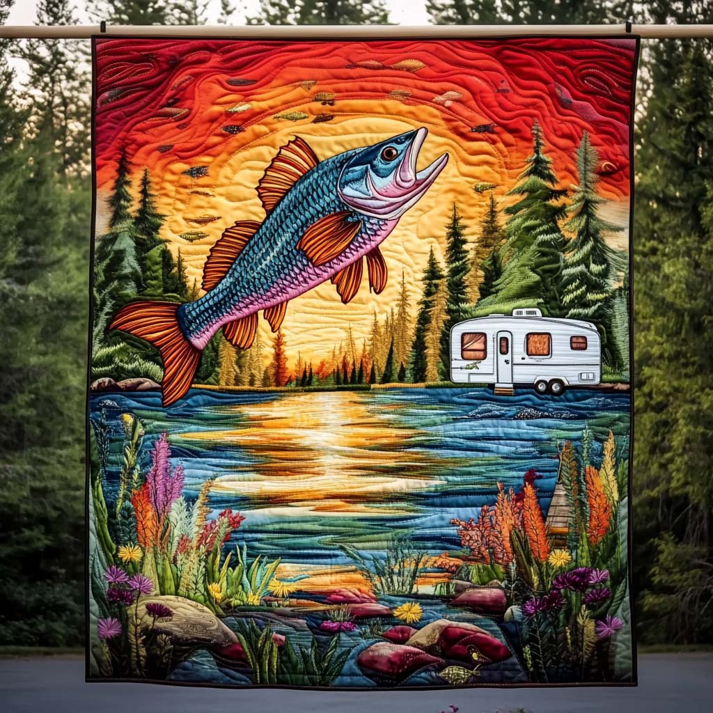 Sunset Catch Quilted Blanket Gifts For Camping Lovers