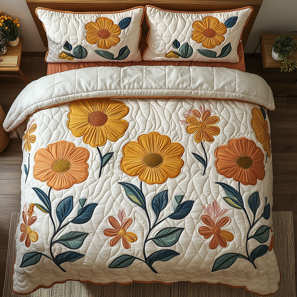 Sunset Charm Quilted Bedding Set Meaningful Home Gift for Special Occasions