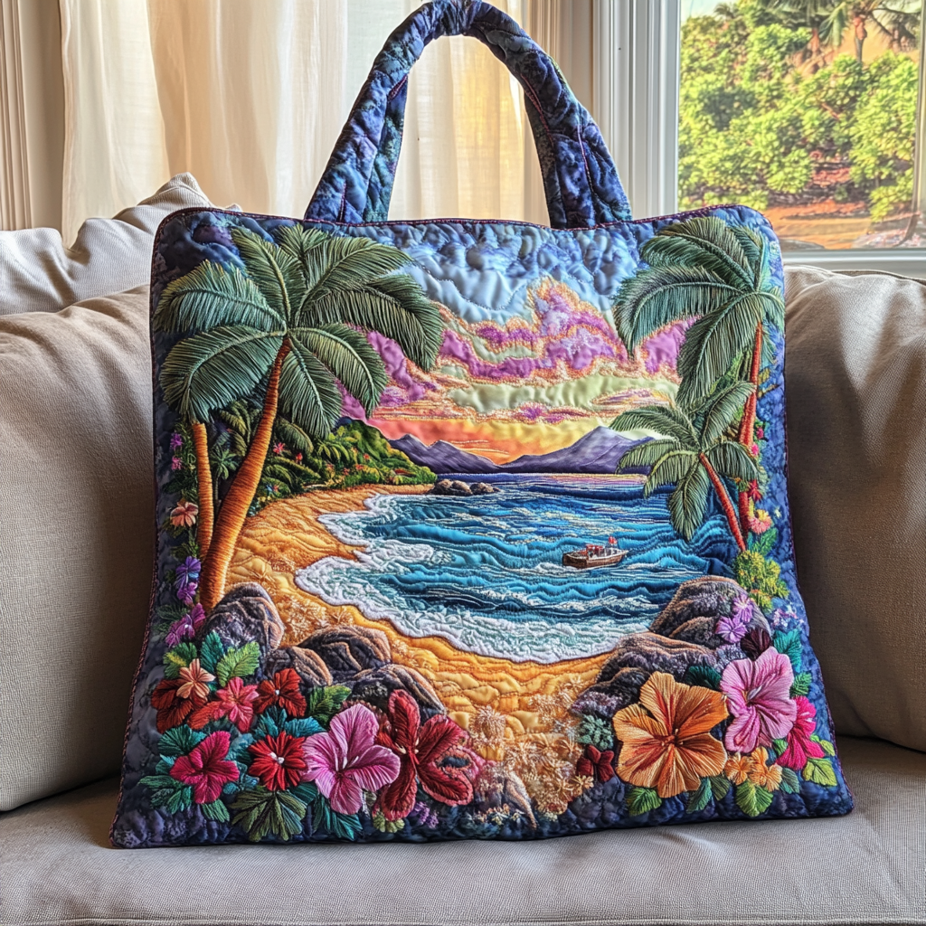 Sunset Cove Quilted Tote Bag Beach Gifts For Women