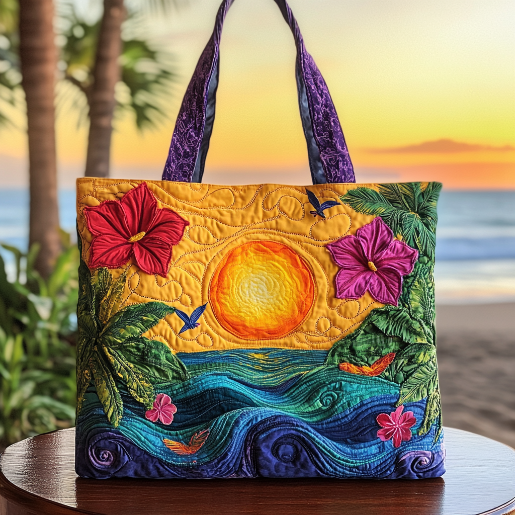 Sunset Cruise Quilted Tote Bag Good Gifts For Beach Lovers