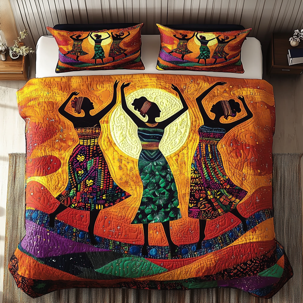 Sunset Dancer Quilted Bedding Set Bedroom Decorations African American Gifts For Women