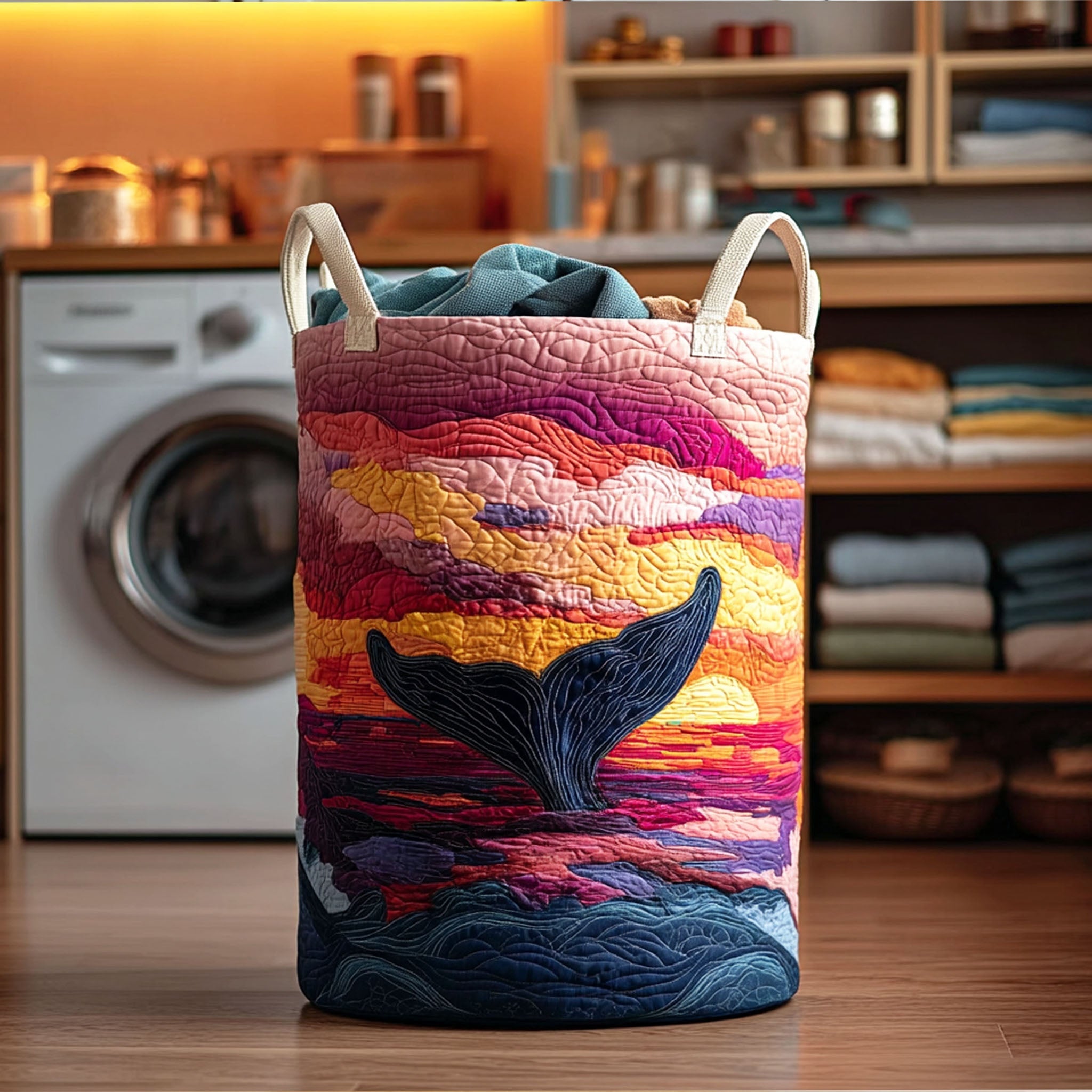 Sunset Dive Quilted Laundry Basket Perfect Gift For Your House