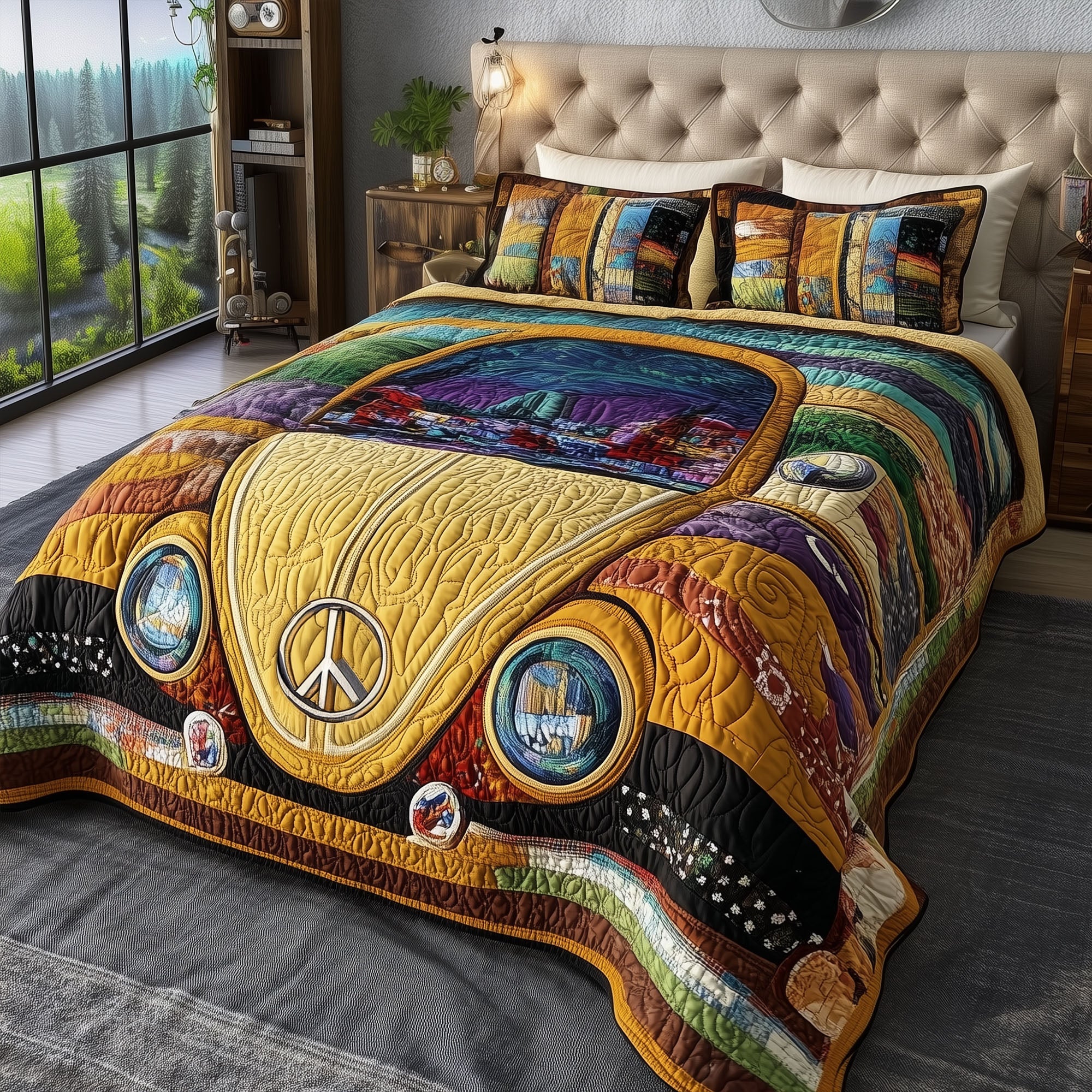 Sunset Drive Quilted Bedding Set Bed Decor Best Gifts For The Hippie In Your Life