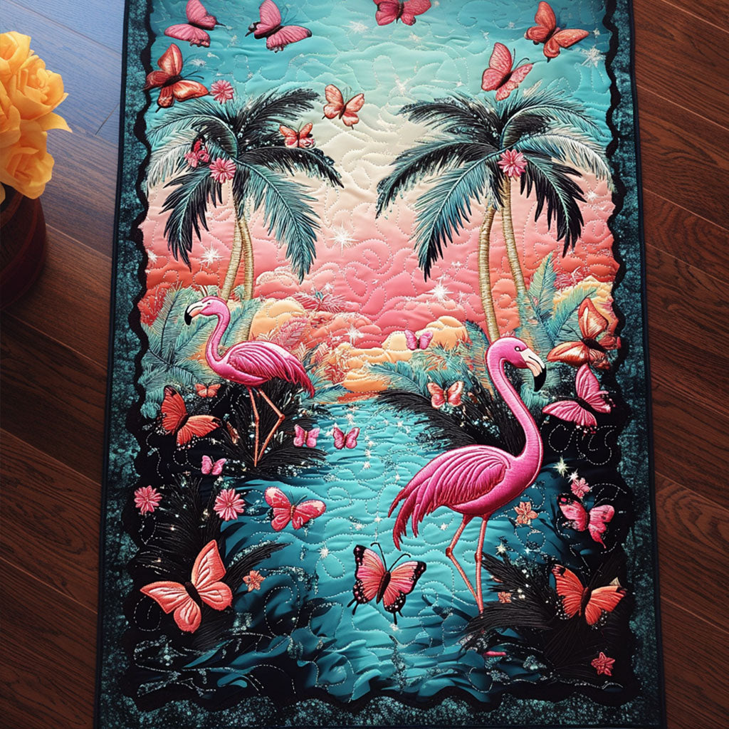 Sunset Flamingo Bliss Quilted Table Runner Dining Room Table Decor Awesome Flamingo Gifts