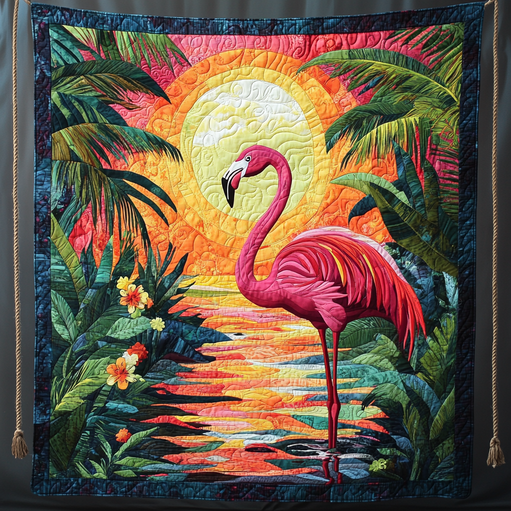 Sunset Flamingo Quilted Blanket Flamingo Gifts For Her