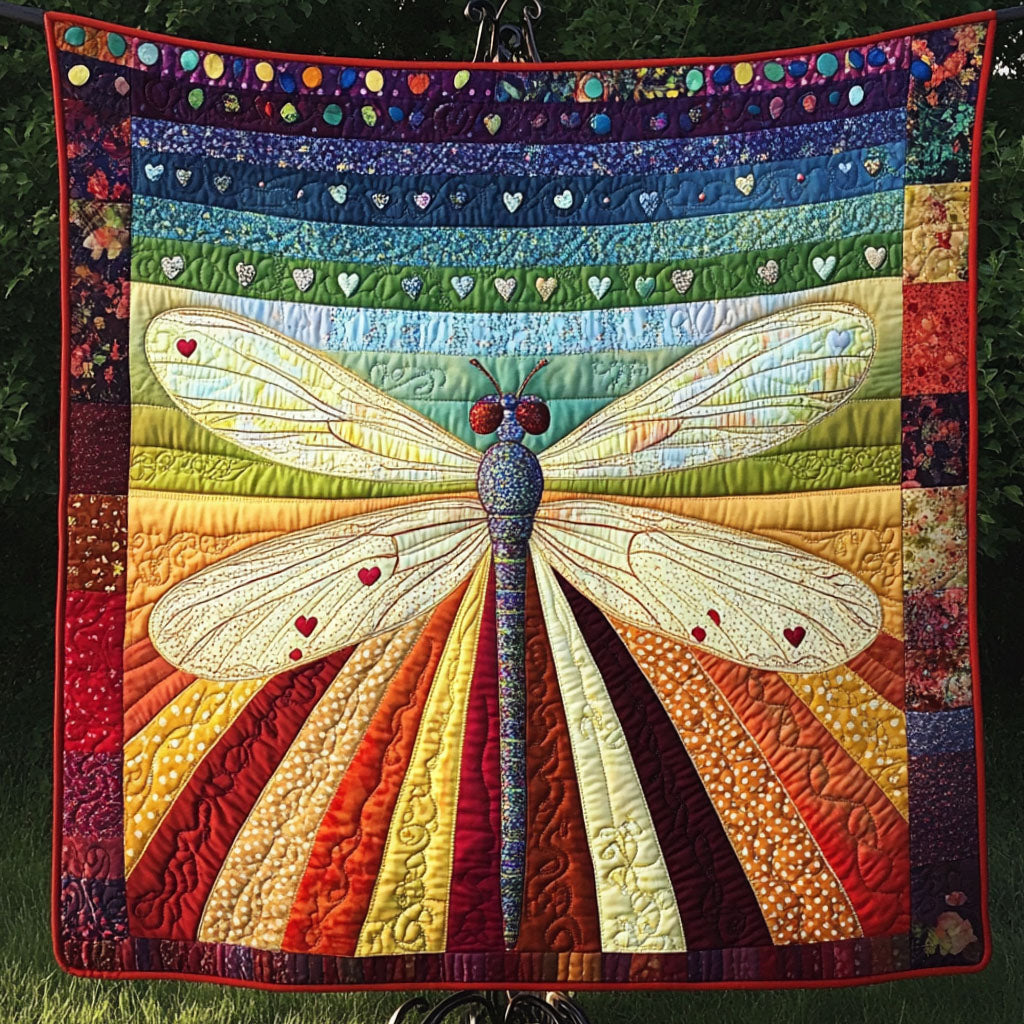 Sunset Flight Quilted Blanket Christmas Room Decor Dragonfly Themed Gifts