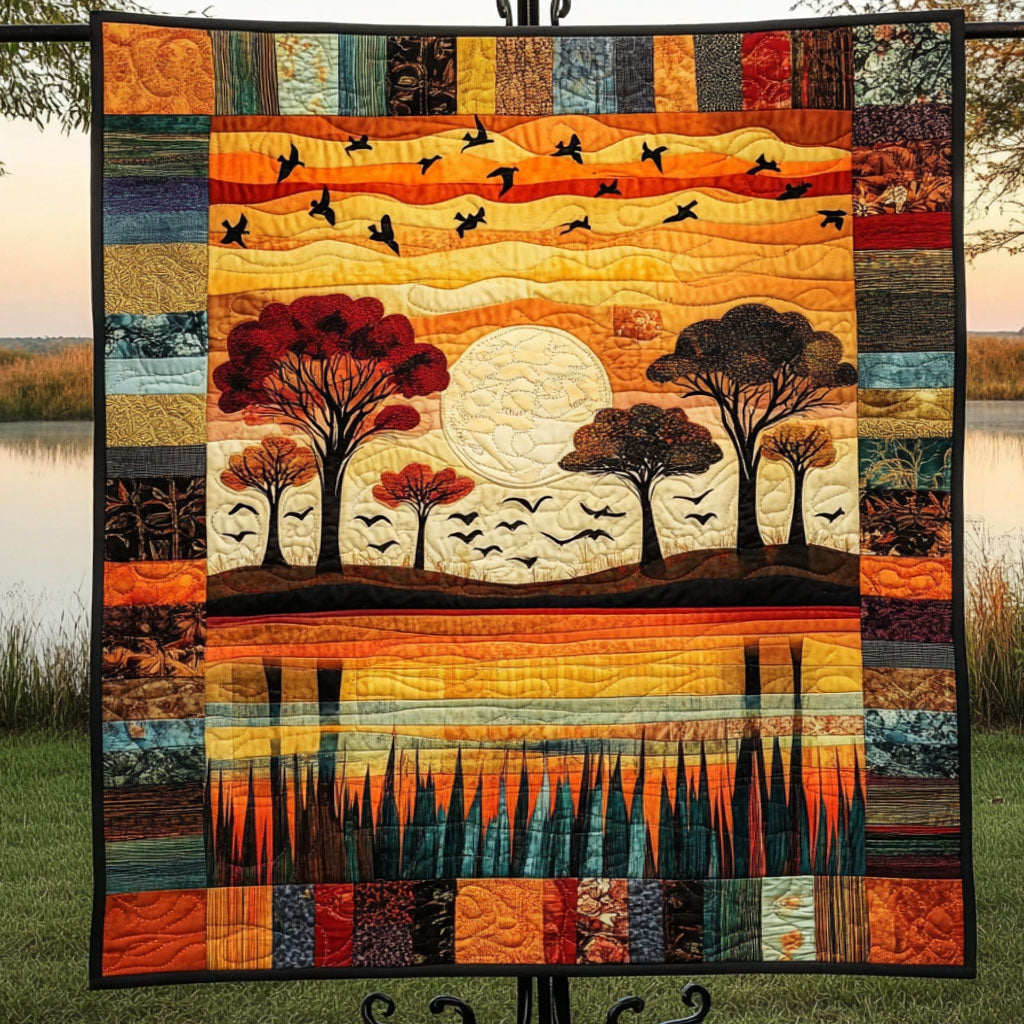 Sunset Flight Quilted Blanket Christmas Throw Blanket Birthday Gifts For Nature Lovers