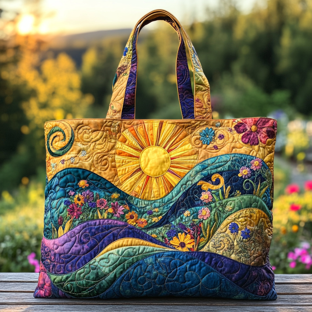 Sunset Flow Quilted Tote Bag Nice Family Christmas Gifts