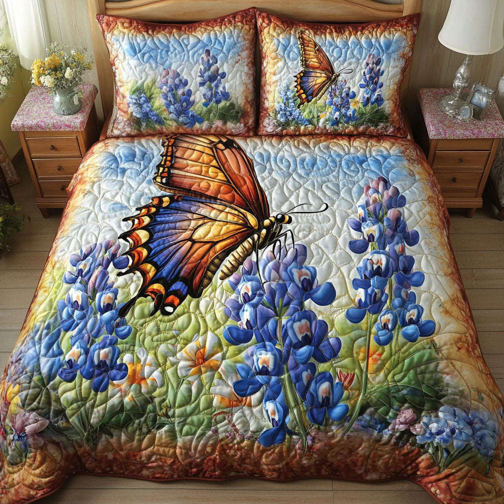 Sunset Flutter Quilted Bedding Set Holiday Duvet Cover Set Butterfly Birthday Presents