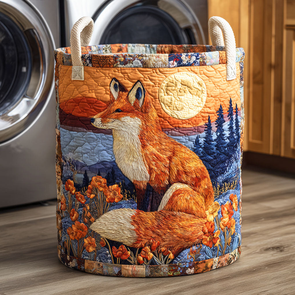 Sunset Fox Glow Quilted Laundry Basket Merch For Home And Bedroom