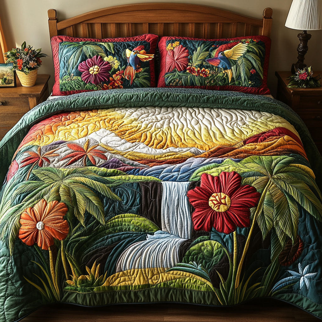 Sunset Haven Quilted Bedding Set Stylish Bed Sheet Set for Modern Home