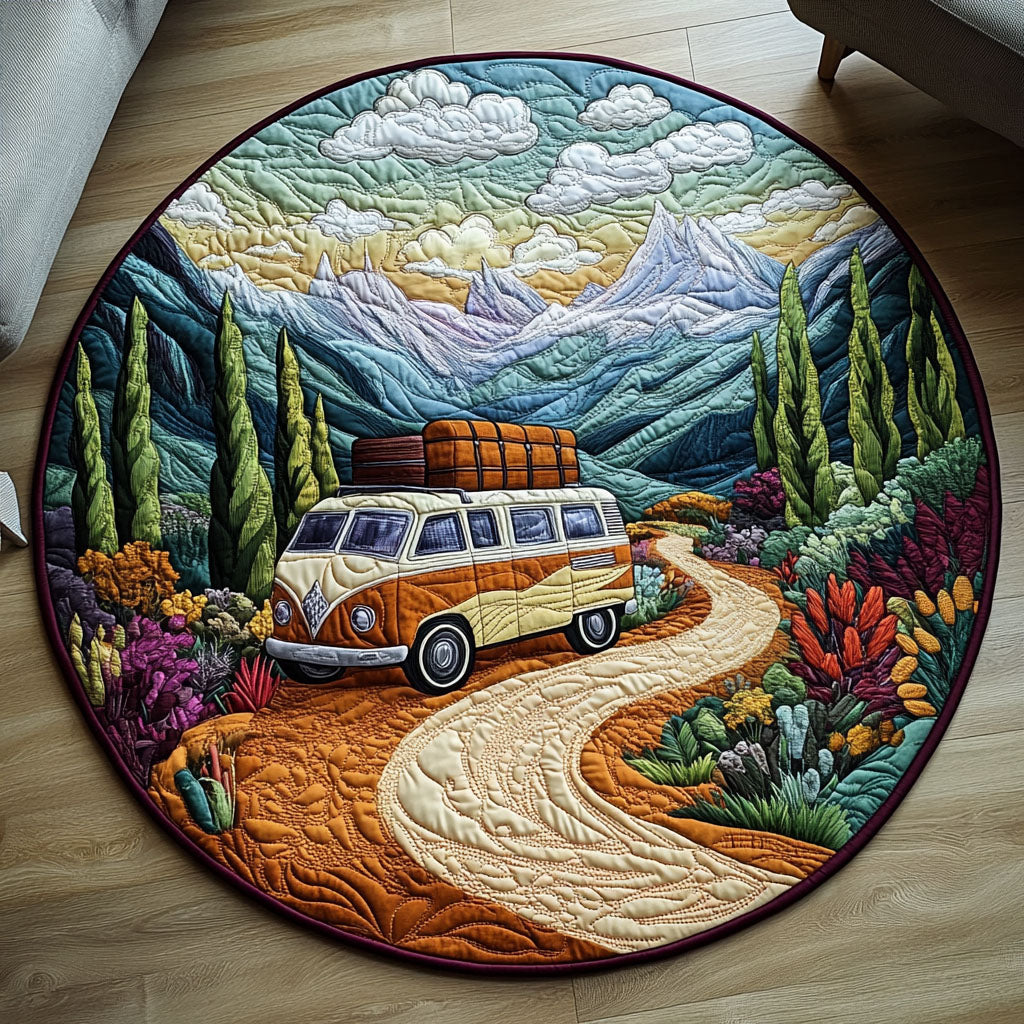 Sunset Journey Quilted Round Mat Christmas Entryway Decor Flower Arrangement Ideas
