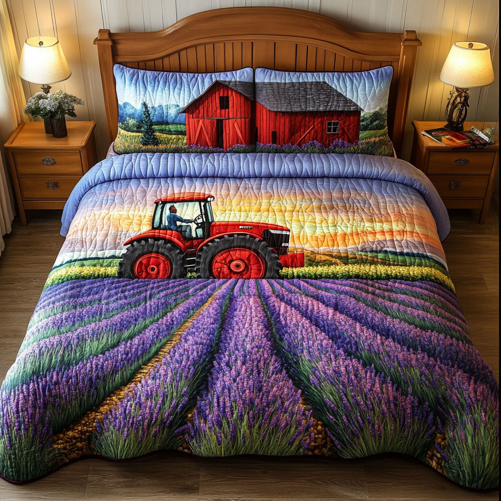 Sunset Lavender Quilted Bedding Set Holiday Duvet Covers Best Lavender Gifts