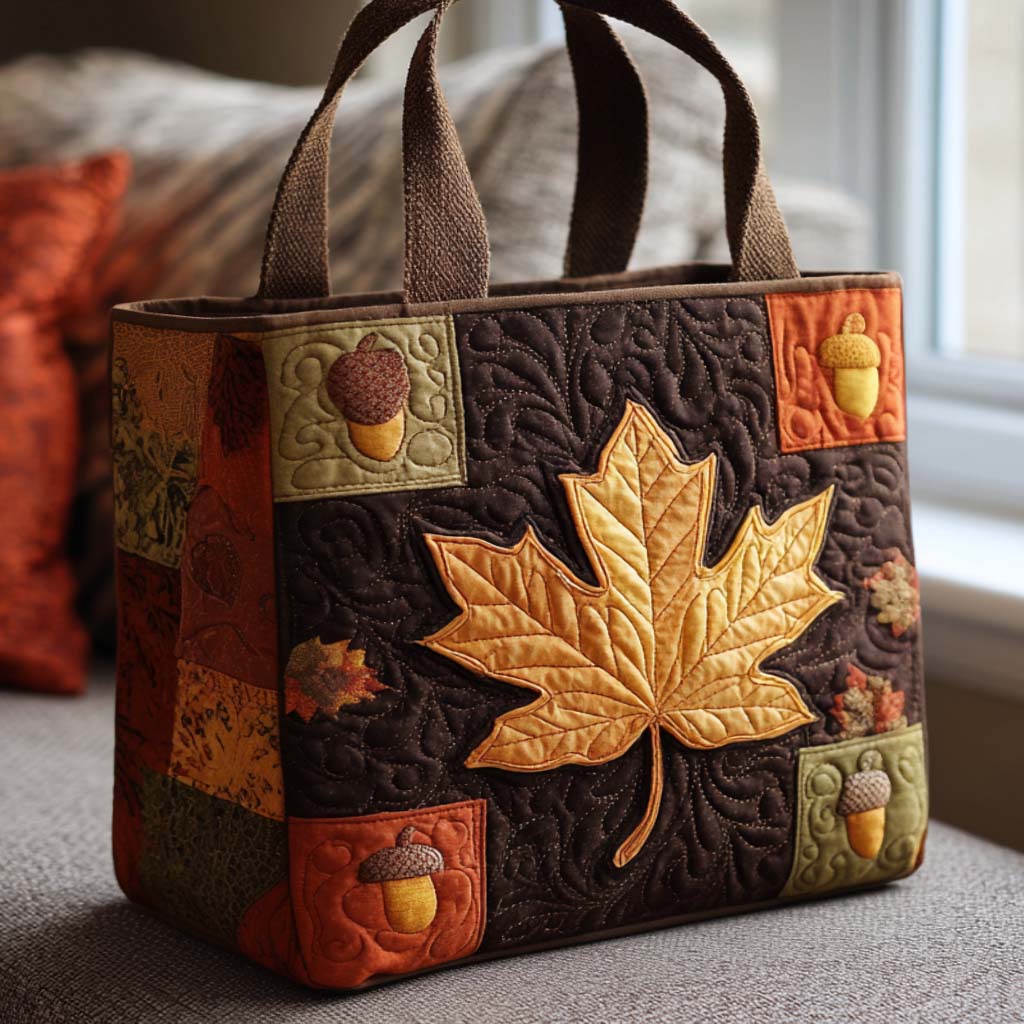 Sunset Leaves Quilted Tote Bag Sunflower Gifts For Women