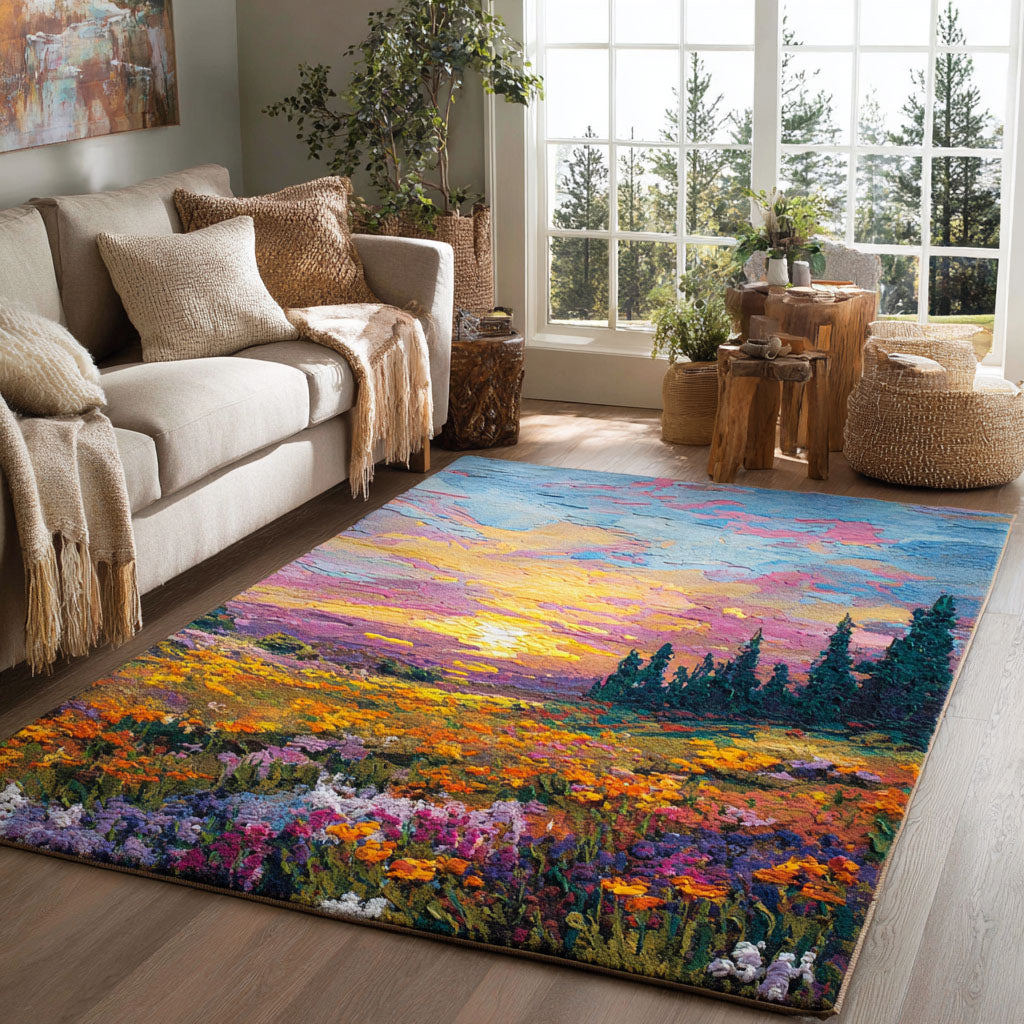 Sunset Meadow Area Rug Christmas Entryway Decor Sunflower Gifts For Her