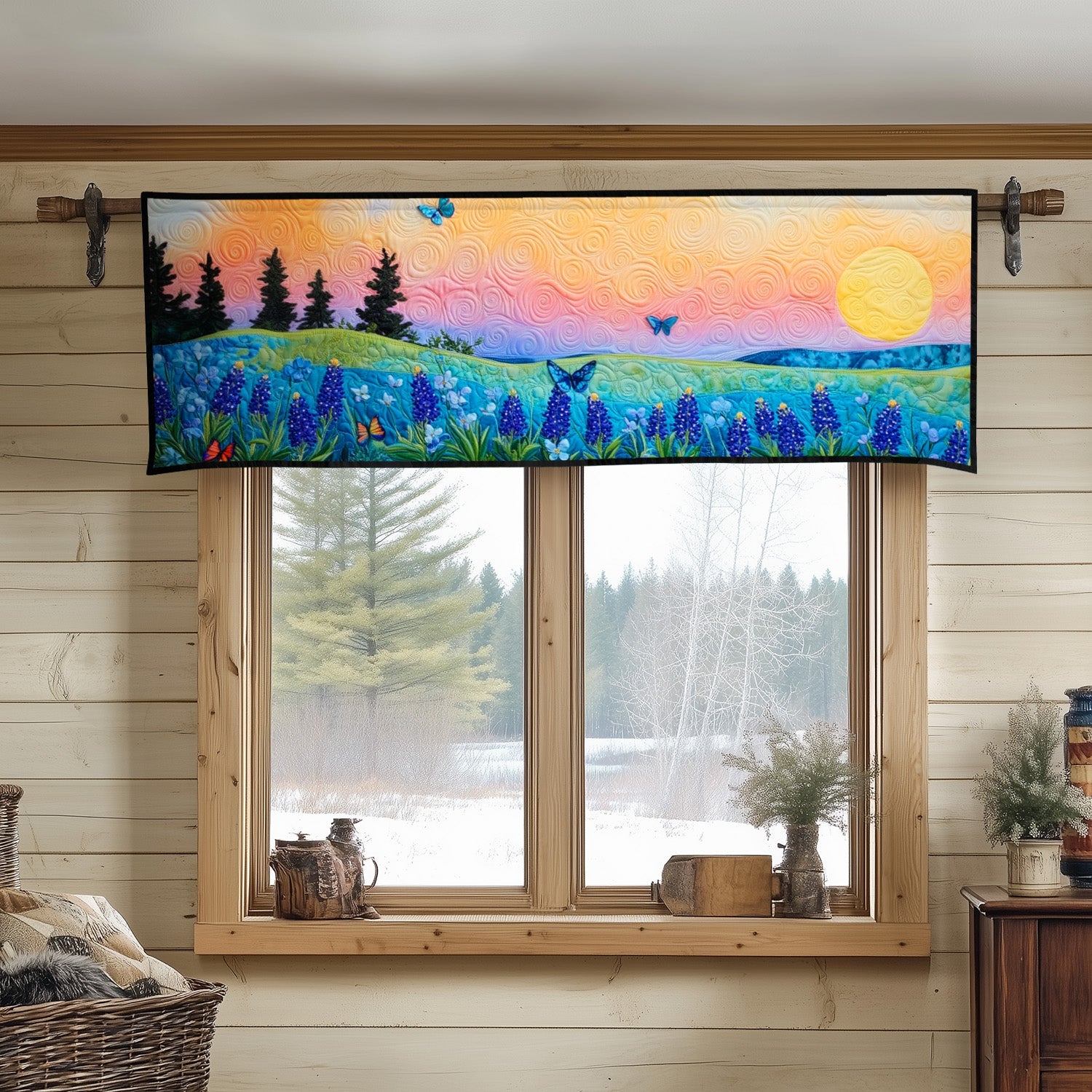 Sunset Meadow Quilted Valance House Decor Items Presents For Flower Lovers