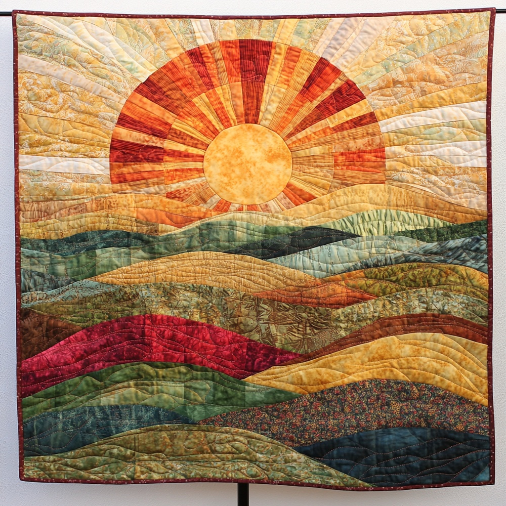 Sunset Mountain Landscape Quilted Blanket Nature Horizon Art Throw Best Gift For Nature Lover Outdoorsman