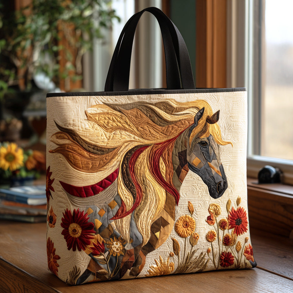 Sunset Mustang Quilted Tote Bag Gift Ideas For A Horse Loving Woman