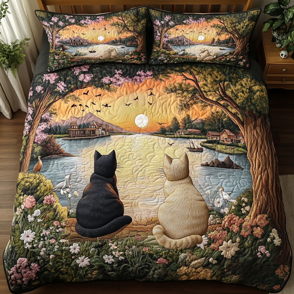 Sunset Pals Quilted Bedding Set Cozy Bedding Merch Gift That Brings Sweet Dreams