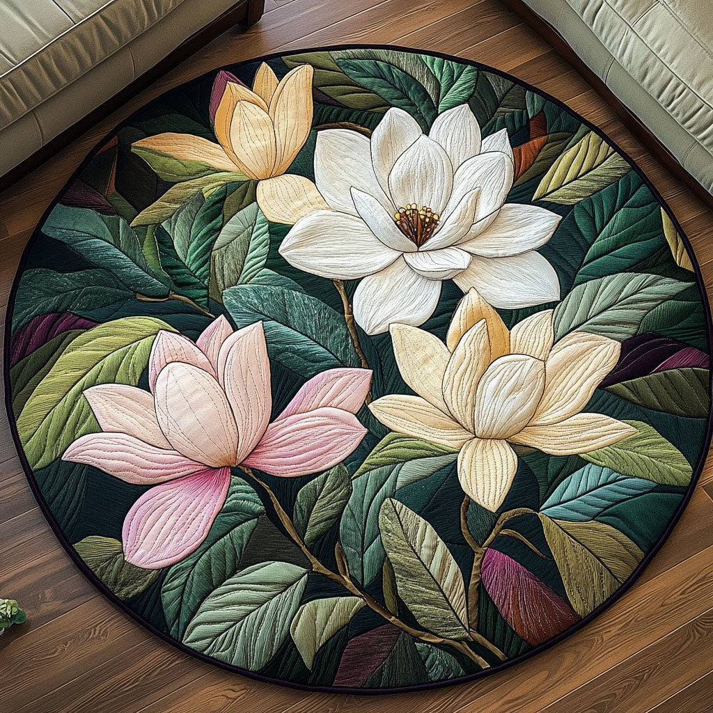 Sunset Petals Quilted Round Mat Home Front Door Design Christmas Flower Gifts