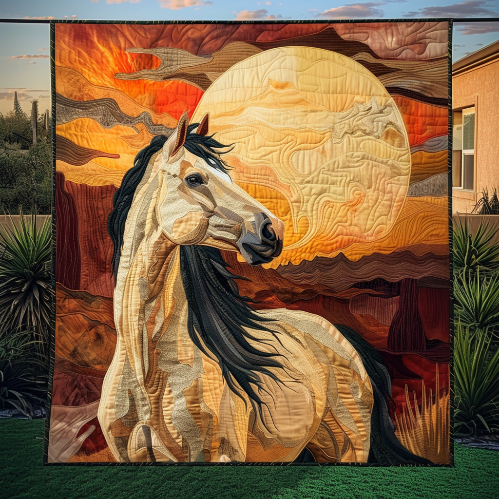 Sunset Plain Quilted Blanket Best Couch Throw Blanket Horse Gifts For Equestrian Riders