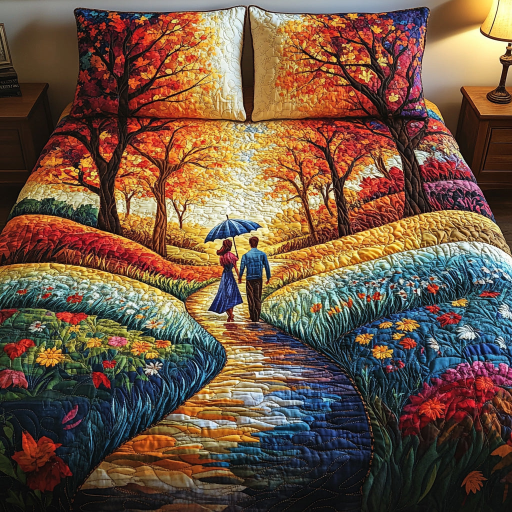 Sunset Promenade Quilted Bedding Set Romantic Bed Sheets Set Best Anniversary Gifts For Couples