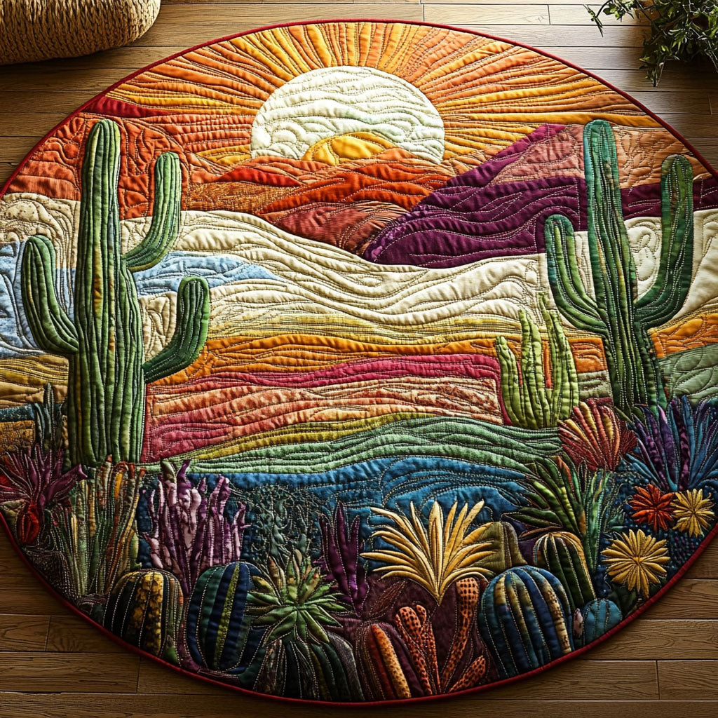 Sunset Quilted Round Mat Christmas Entryway Decor Sunflower Gifts For Women