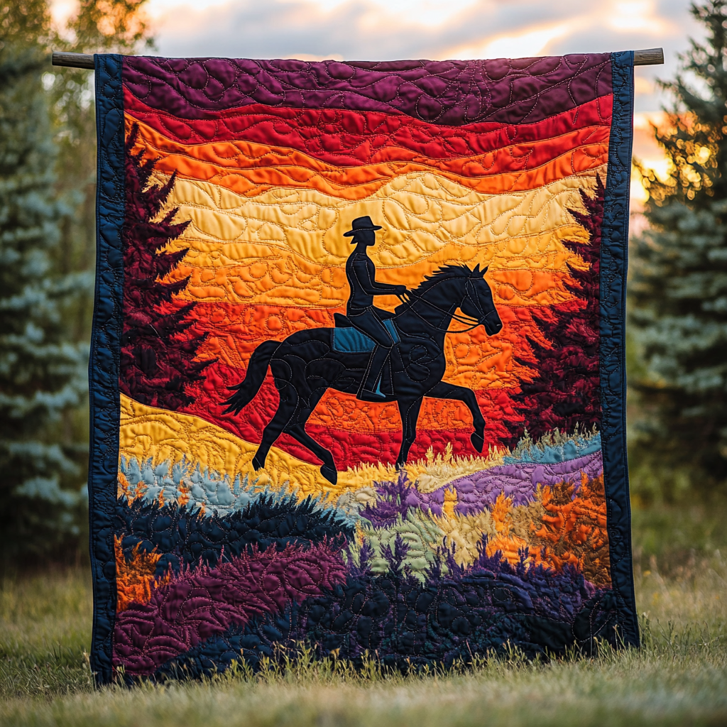 Sunset Ride Quilted Blanket Best Couch Throw Blanket Christmas Present Ideas For Horse Lover