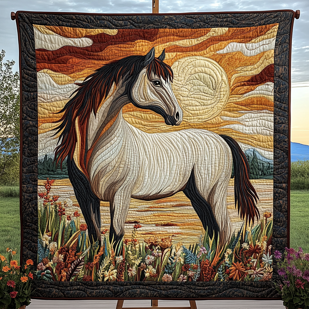 Sunset Rider Quilted Blanket Great Gifts For Horse Lovers