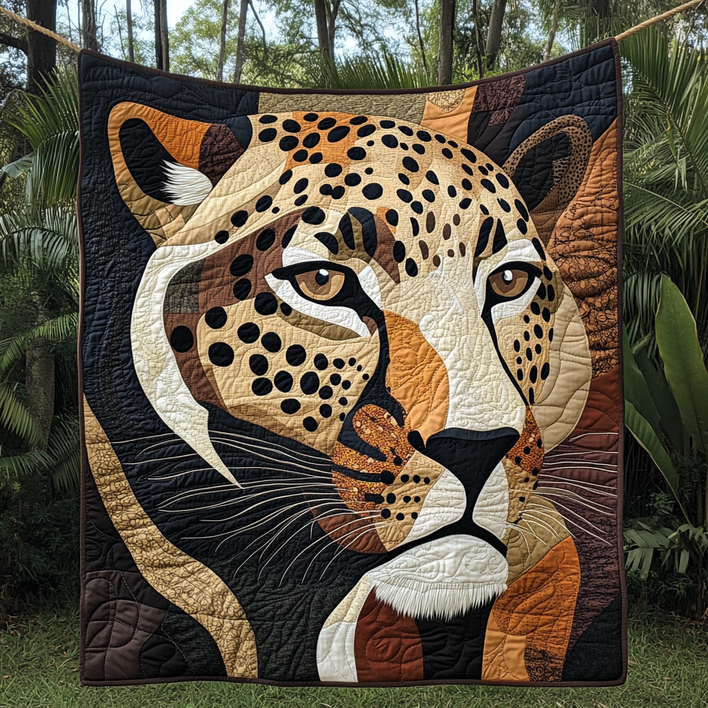Sunset Sentinel Quilted Blanket Leopard Blanket Leopard Print Presents