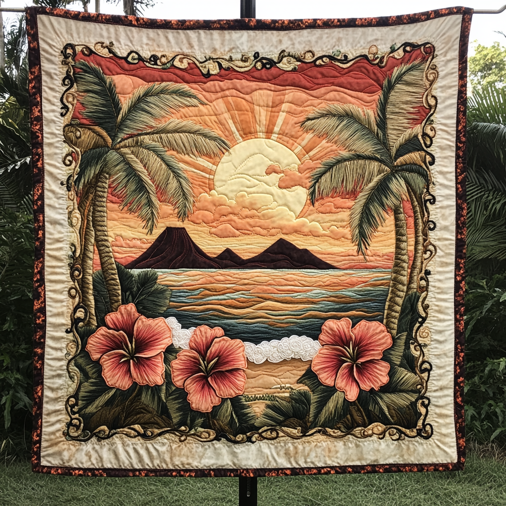 Sunset Shore Quilted Blanket Christmas Holiday Gifts For Beach Goers