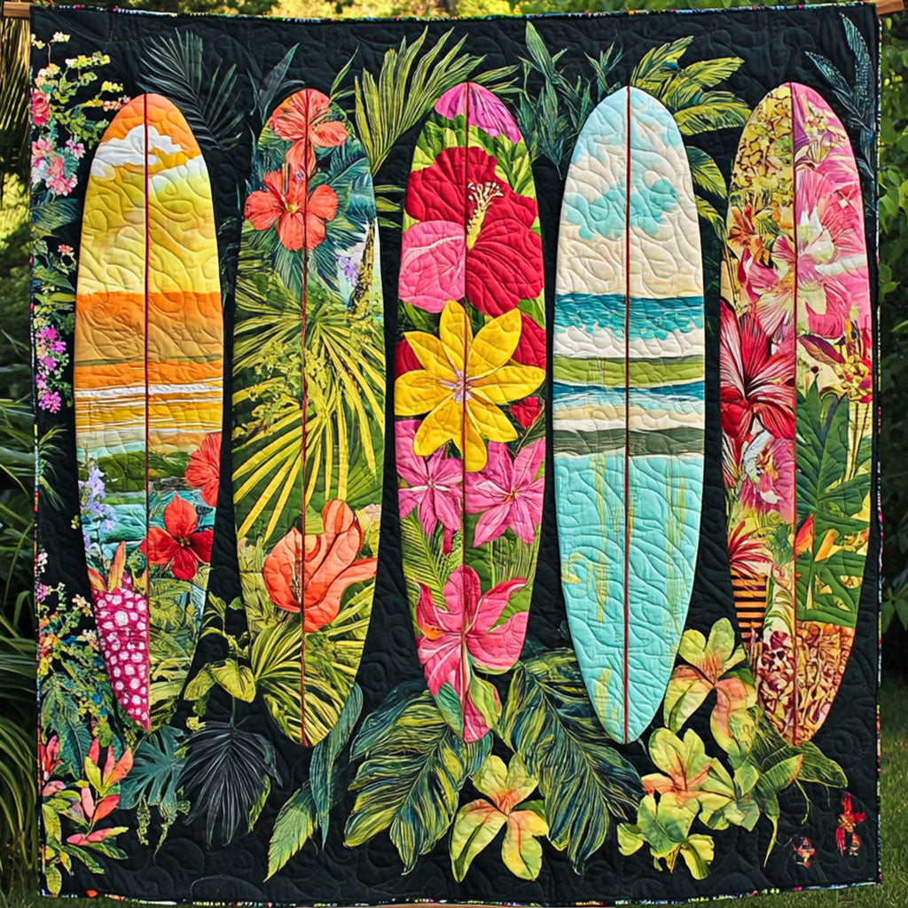 Sunset Shores Quilted Blanket Cute Bedroom Decor Christmas Gifts For Surfers