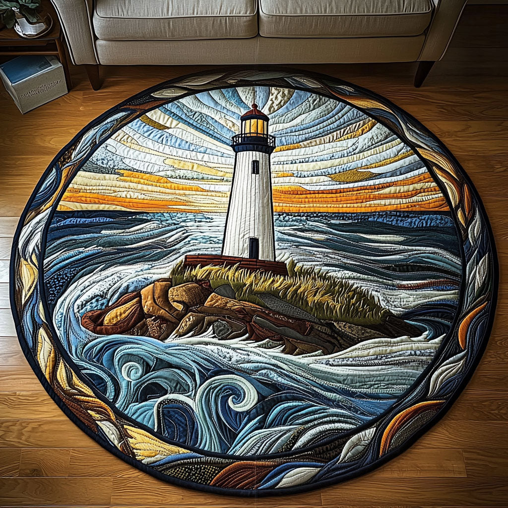 Sunset Shores Quilted Round Mat Entrance Way Ideas Lighthouse Presents