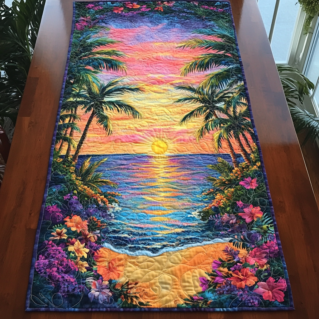Sunset Shores Quilted Table Runner Beach Table Runner Gift Idea For Mother In Law