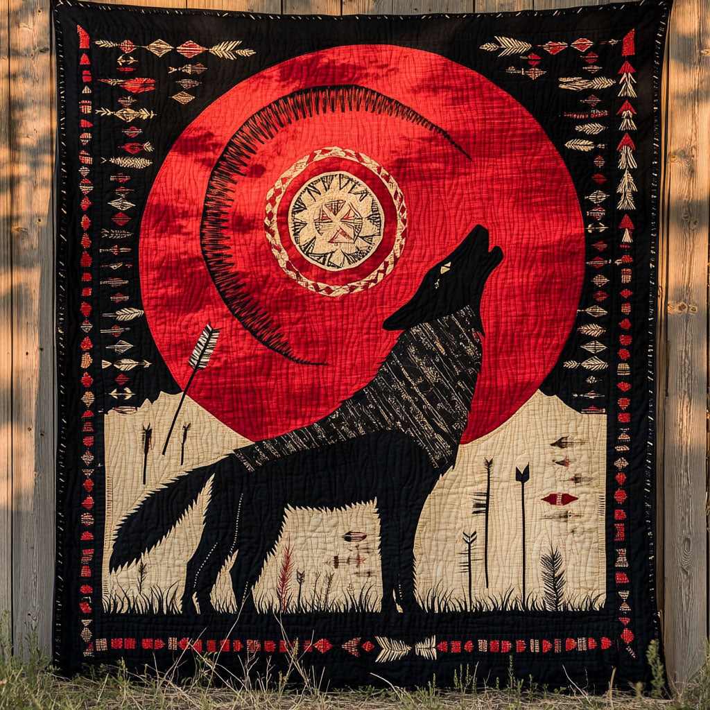 Sunset Spirit Wolf Quilt Soft and Cozy Quilt Blanket for Comfortable Sleep