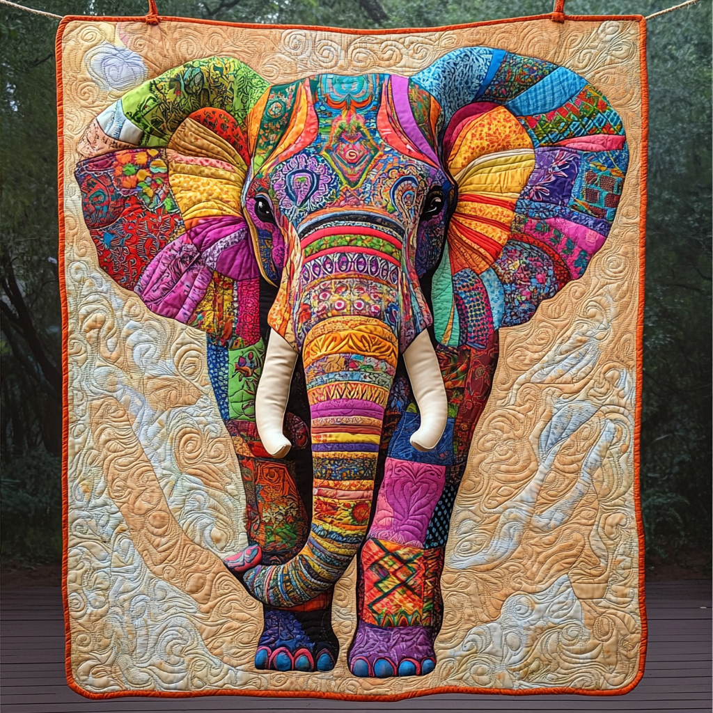 Sunset Strider Quilted Blanket Unique Elephant Gifts