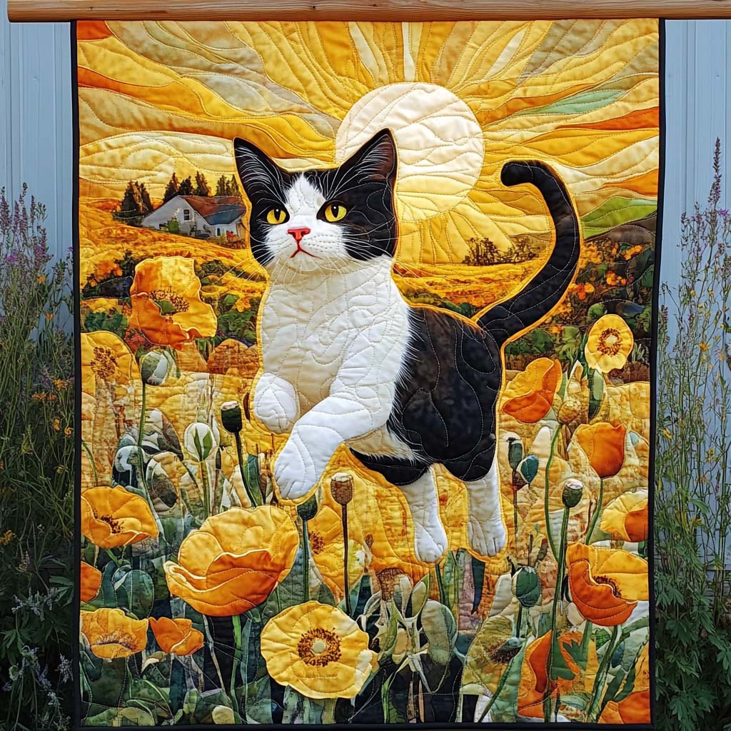 Sunset Stroll Quilted Blanket Gifts For Cat Owners