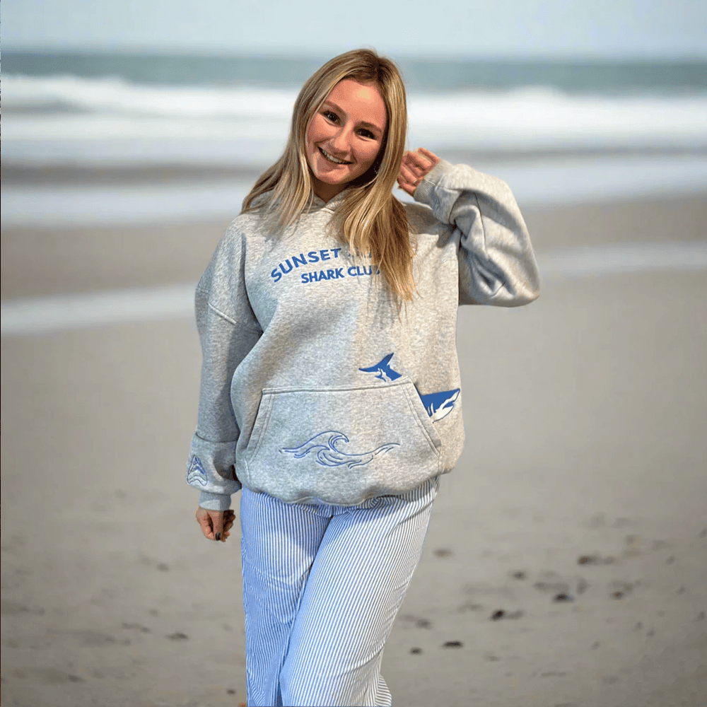 Sunset Surf Hoodie Printed Sunset Surf Shark Club Hoodie Sunset Surf Merch Gifts For Girlfriend