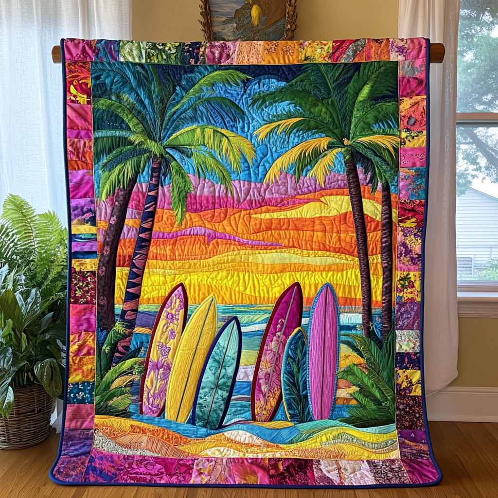 Sunset Surfboards Quilted Blanket Cute Bedroom Ideas Summer Beach Themed Stuff