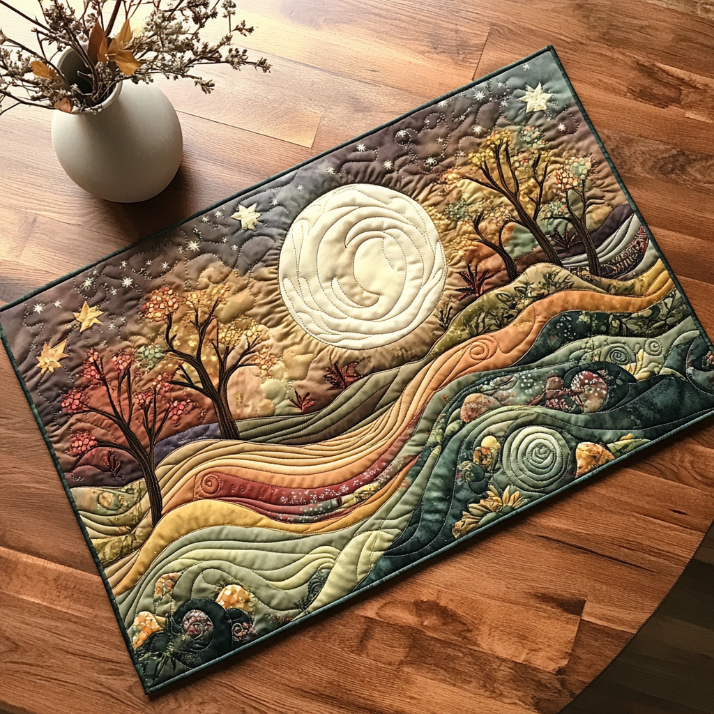 Sunset Symphony Quilted Place Mat Dining Room Table Decorated For Christmas Gifts For Forestry Workers