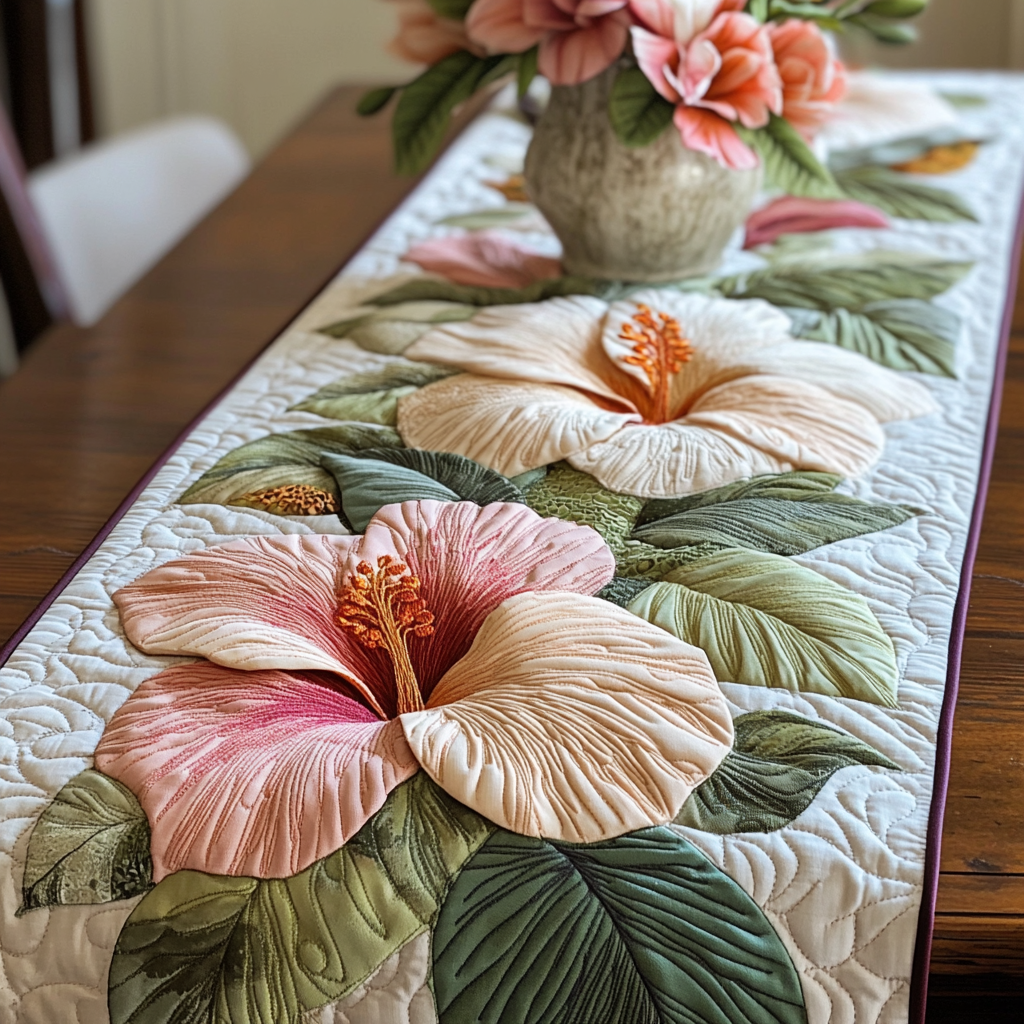 Sunset Threads Quilted Table Runner Tropical Themed Kitchen Decor Best Friend Gifts