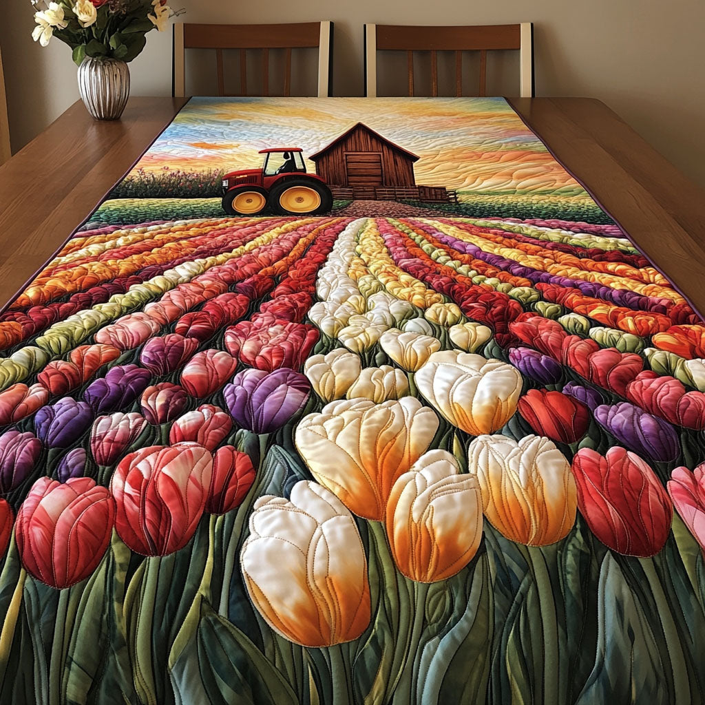 Sunset Tractor Ride Quilted Table Runner Dining Room Table Decor Tulip Gifts For Her