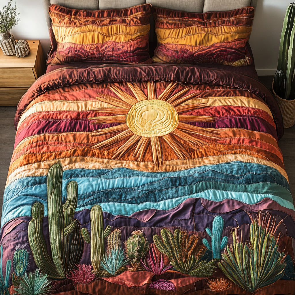 Sunset Trails Quilted Bedding Set Christmas Duvet Sets Cactus Related Gifts For Friends