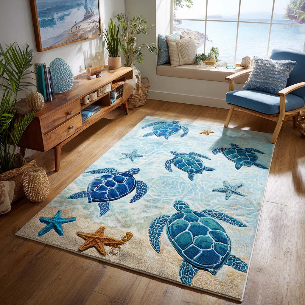 Sunset Turtle Area Rug  Living Room Rugs Christmas Gifts For Grandparents