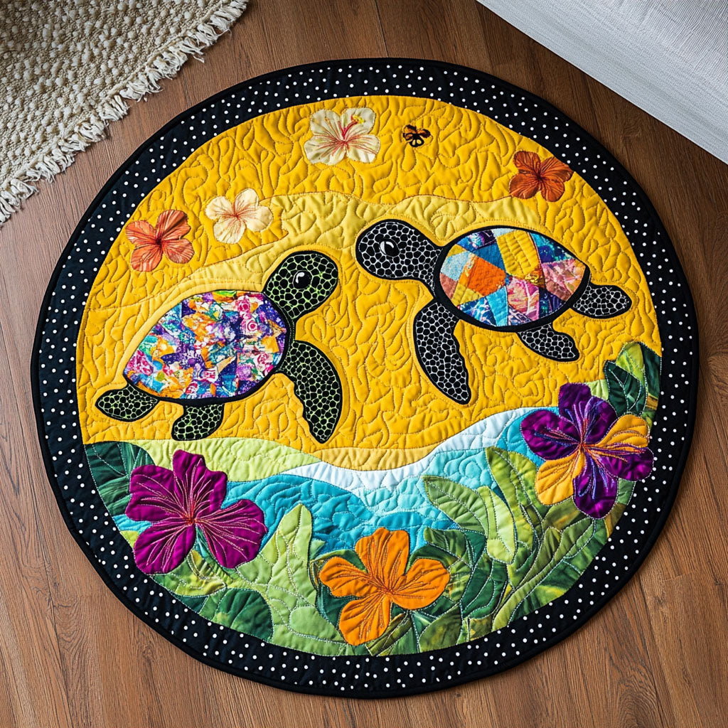 Sunset Turtle Duo Quilted Round Mat Entryway Design Ideas Turtle Gifts For Brothers