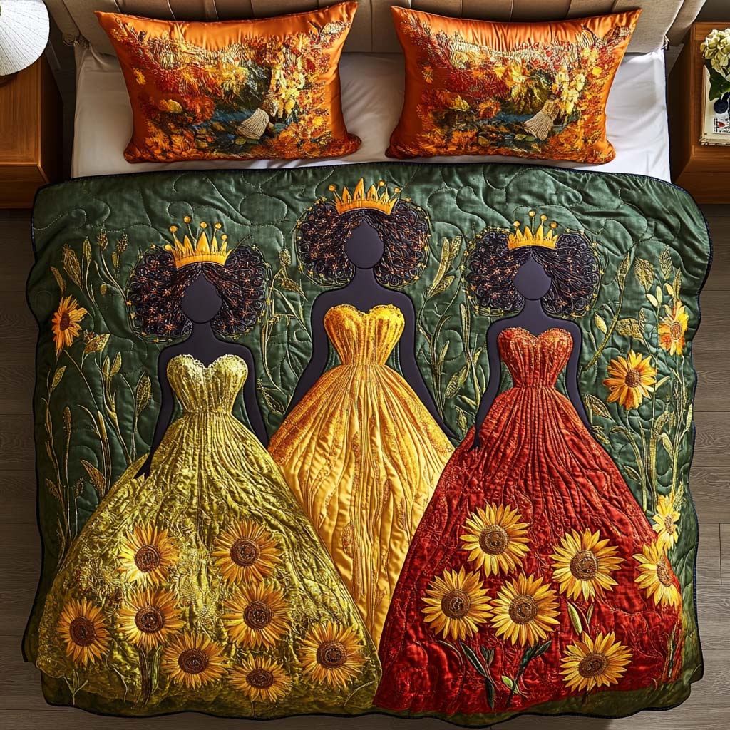 Sunset Village Rhythm Quilted Bedding Set Aesthetic Room Decor African American Gifts For Women